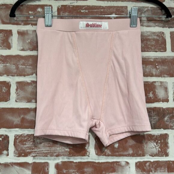 C8 Highrack Sublime Pink Ribbed Bike Shorts Womens Preowned Size XS GUC - Picture 1 of 9